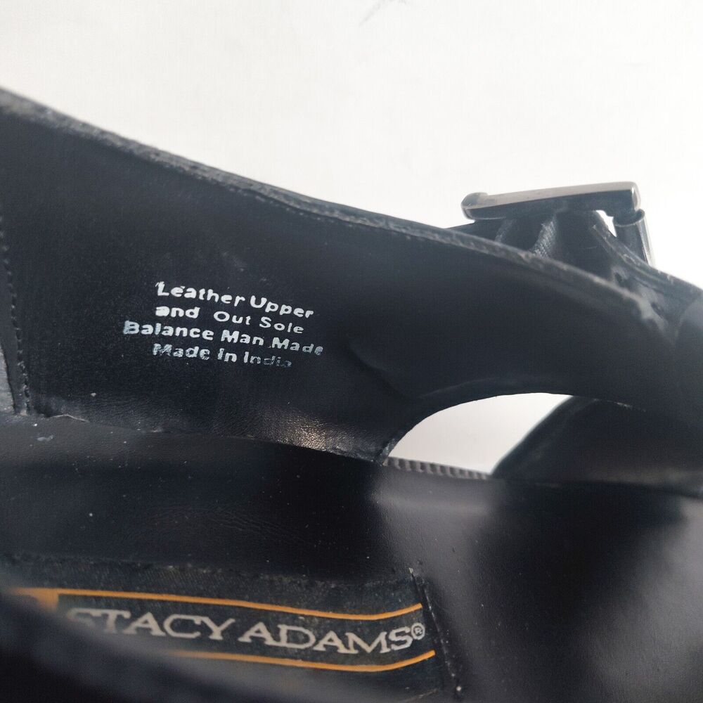 Stacy Adams Black Woven Leather Fisherman Sandals Size 12 Huarache Silver Buckle - Picture 10 of 13